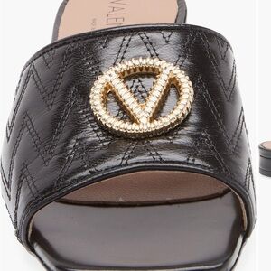 Mario Valentino Black Mules with Gold Accent